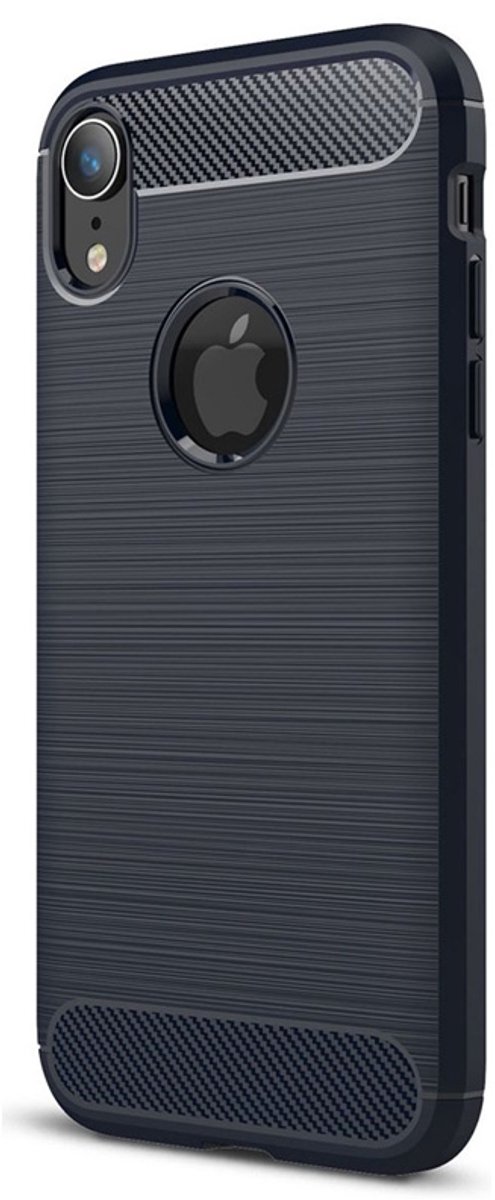 Mobiq Carbon Look Hoesje geschikt voor iPhone XR - Flexibele TPU Case