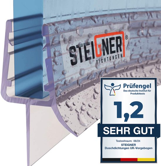 STEIGNER douchestrip, 200cm, glasdikte 7/8 mm, recht, pvc