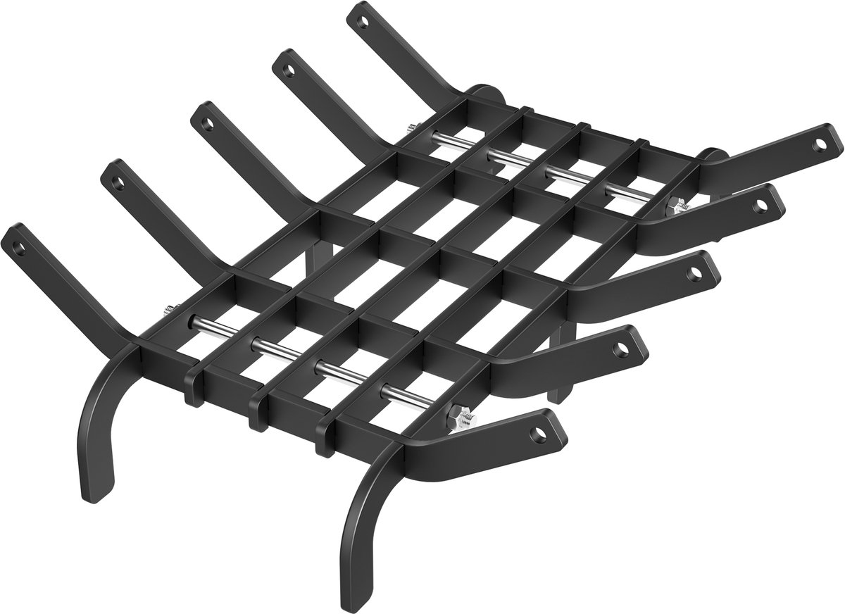 Aufun Smeedijzeren Brandhoutopslag - Zwart 30x42x12cm - Max 50kg, Gietijzeren constructie, Voor Camping Buitenkoken en Binnenhaard gebruik.