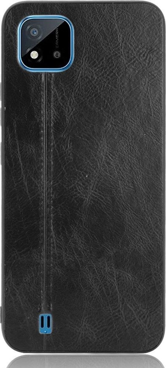 Mobigear Hoesje geschikt voor Realme C11 (2020) Telefoonhoesje | Mobigear Stitch Backcover | C11 (2020) Case | Back Cover - Zwart