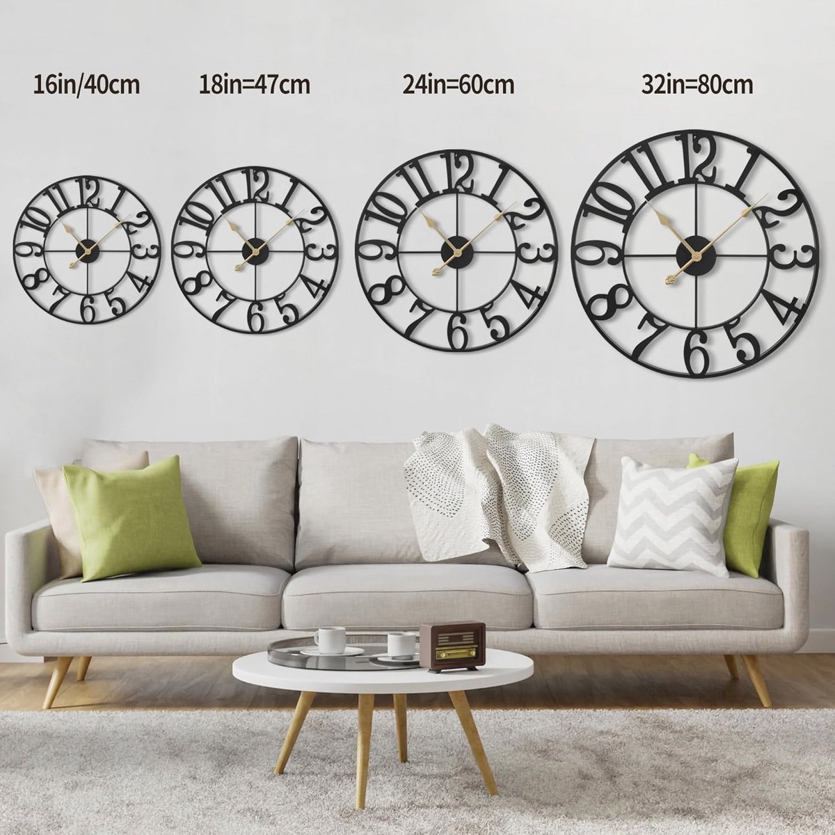 Grote wandklok,klokken voor woonkamerinrichting,moderne wandklok,stille wandklok op batterijen,voor keuken slaapkamers kantoor thuis decoratieve