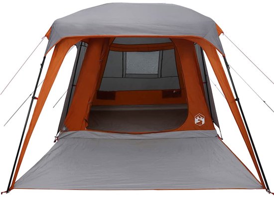 vidaXL - Kampeertent - met - verandakoepel - 5persoons - waterdicht - grijs - oranje van Vidaxl — afbeelding 5