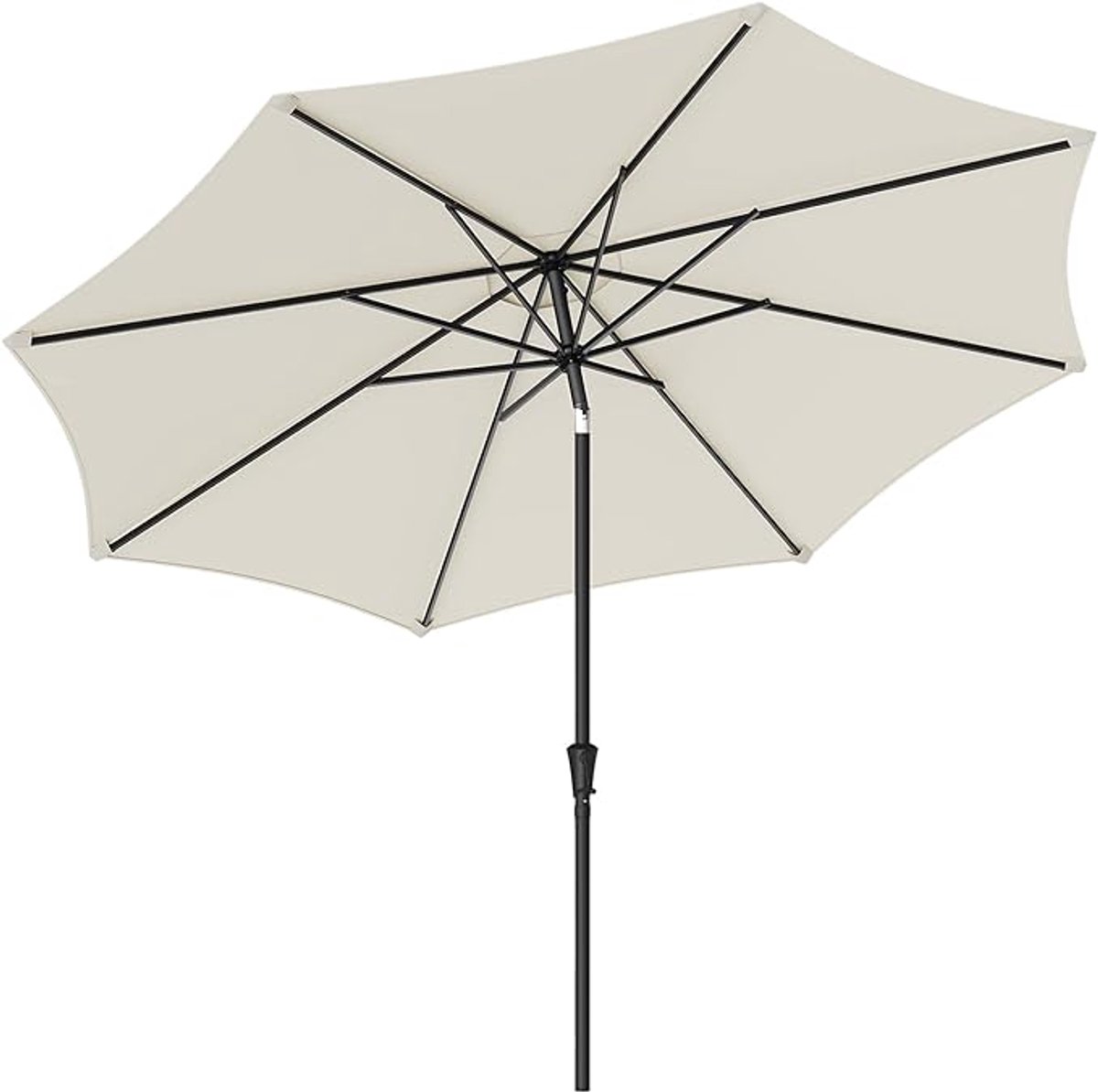 Furnstar - Parasol 340 cm - UPF 50+ zonwering - Strandscherm - Knikbaar aan beide zijden - Met zwengel om te openen/sluiten - Zonder standaard - Voor terras, balkon en zwembad - Beige