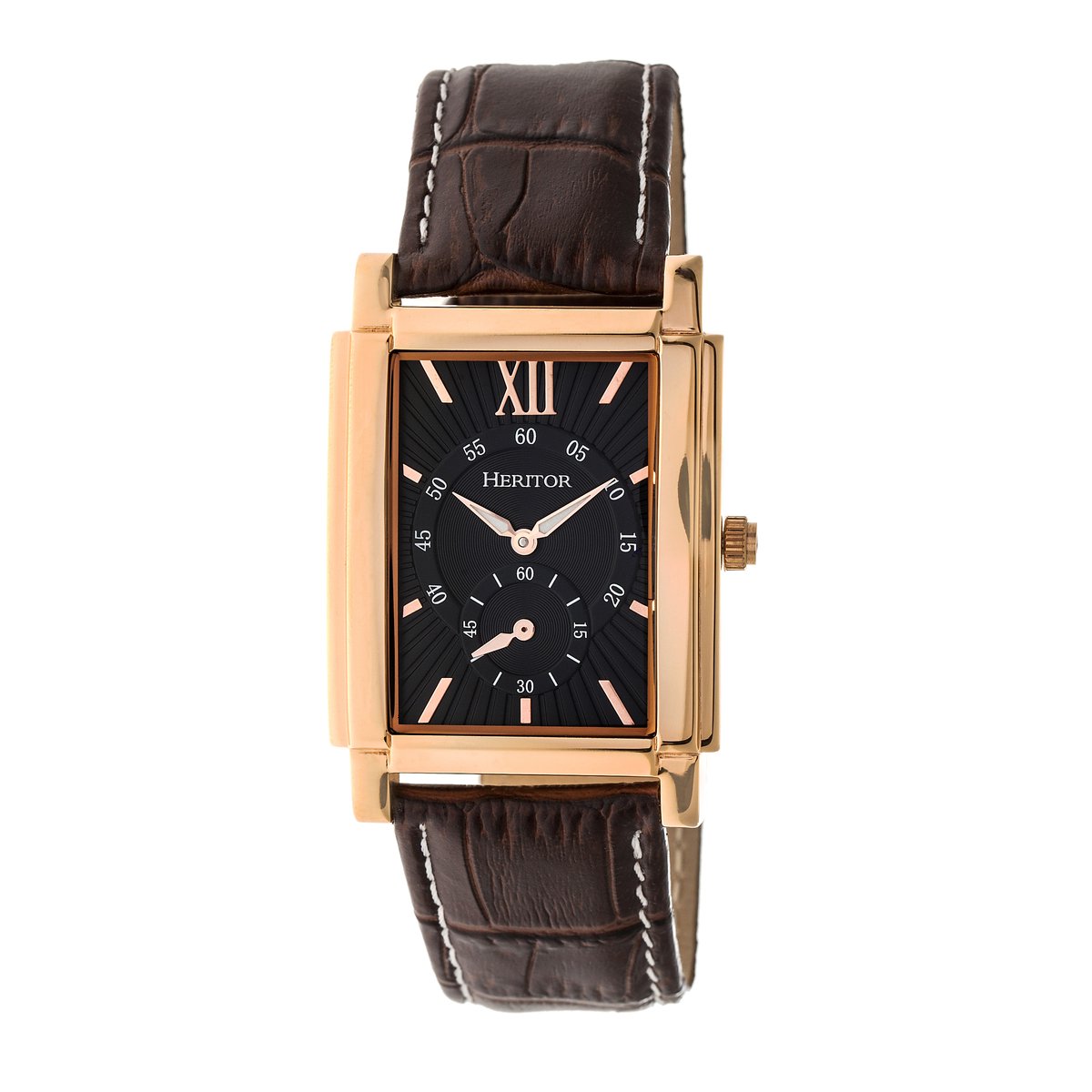 Heritor Automatic Frederick horloge met leren band - roségoud-zwart