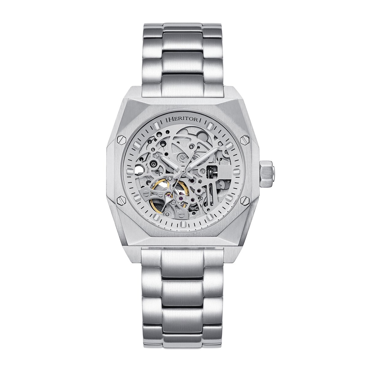 Heritor Automatic Elliott horloge met roestvrijstalen band - Zilver-Wit-Zilver