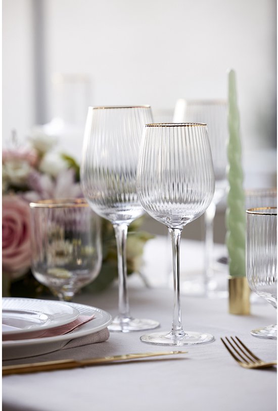 Lyngby Glas - Verre à vin vin blanc Palermo bord doré (lot de 4) - Verres à vin