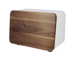 Husla - Stalen Broodtrommel - Bamboe Deksel - Wit - Modern Design