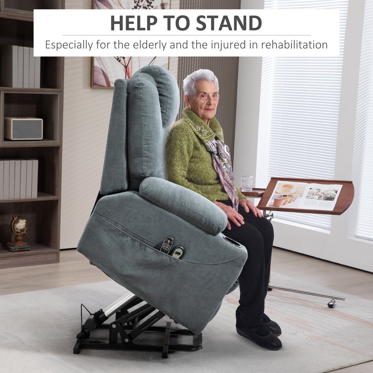 Afbeelding 3 van HOMCOM Relaxfauteuil met Sta-op-functie Donkergrijs