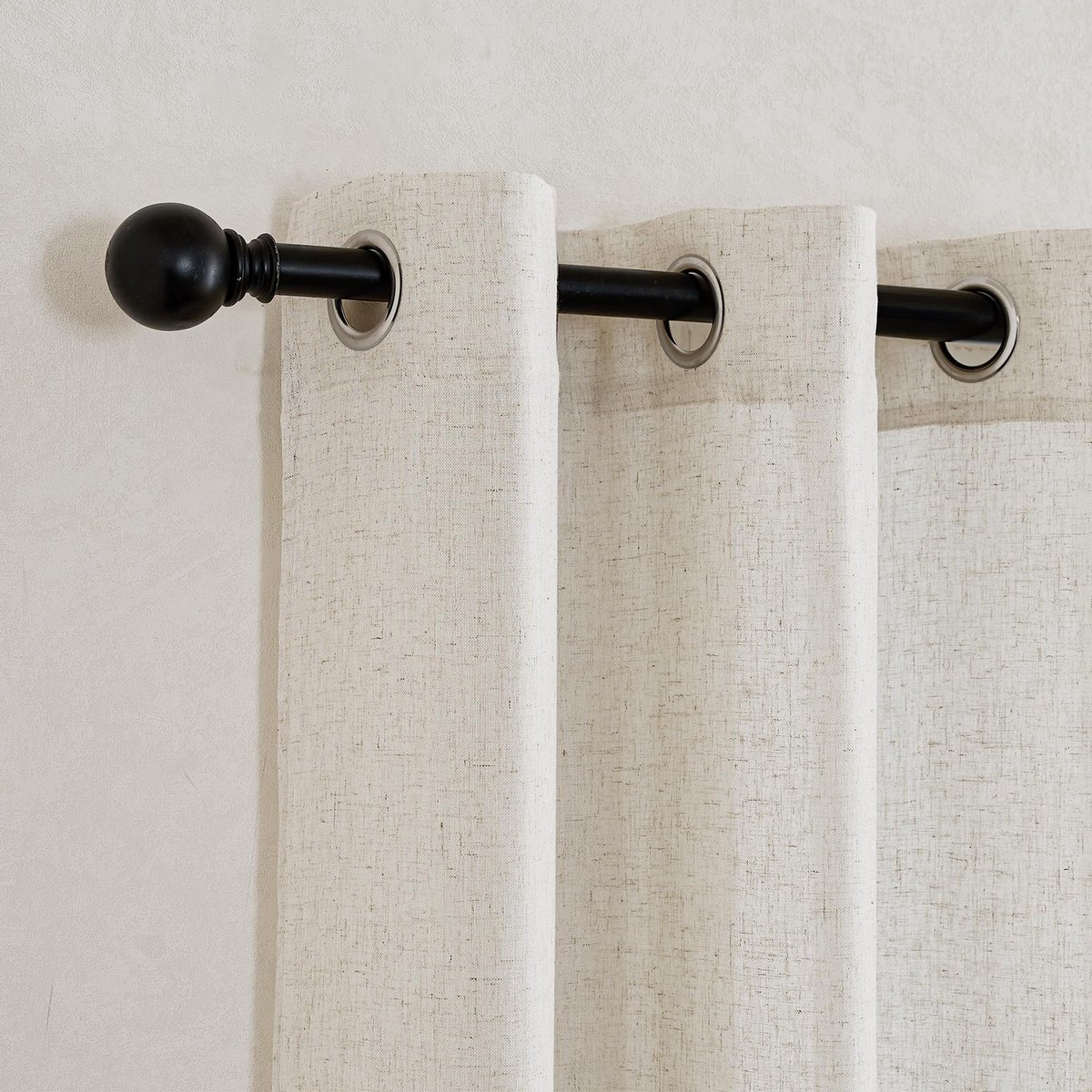 Unyqoos Stijlvolle Boho Linnen Gordijnen Set voor Woonkamer in Landhuisstijl, 240x140 cm, Half Transparant Beige