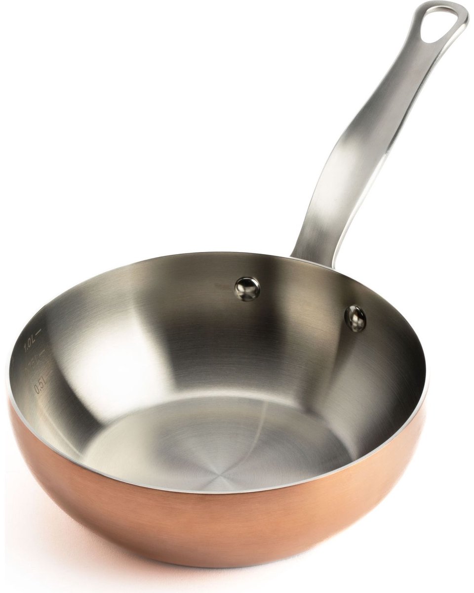 OLDMOUNTAIN 480深型 COPPER BRASS STAINLESS Mauviel 1830 Chef's Pan - Ø 18 cm - RVS, aluminium - Geschikt voor