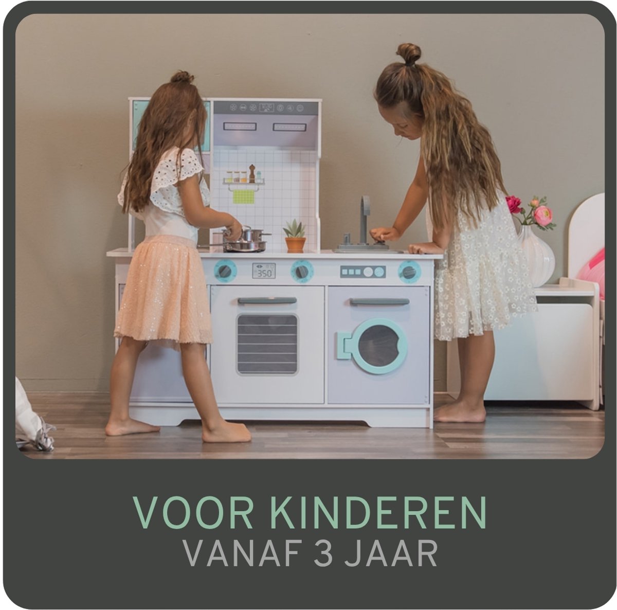 Bandits & Angels Houten Kinderkeuken Dream Kitchen Grijs vanaf 3 jaar voor Jongens en Meisjes - Aanrechthoogte 50 cm - incl. 5 Accessoires - Kinder Keuken - Keukentje Hout — afbeelding 5