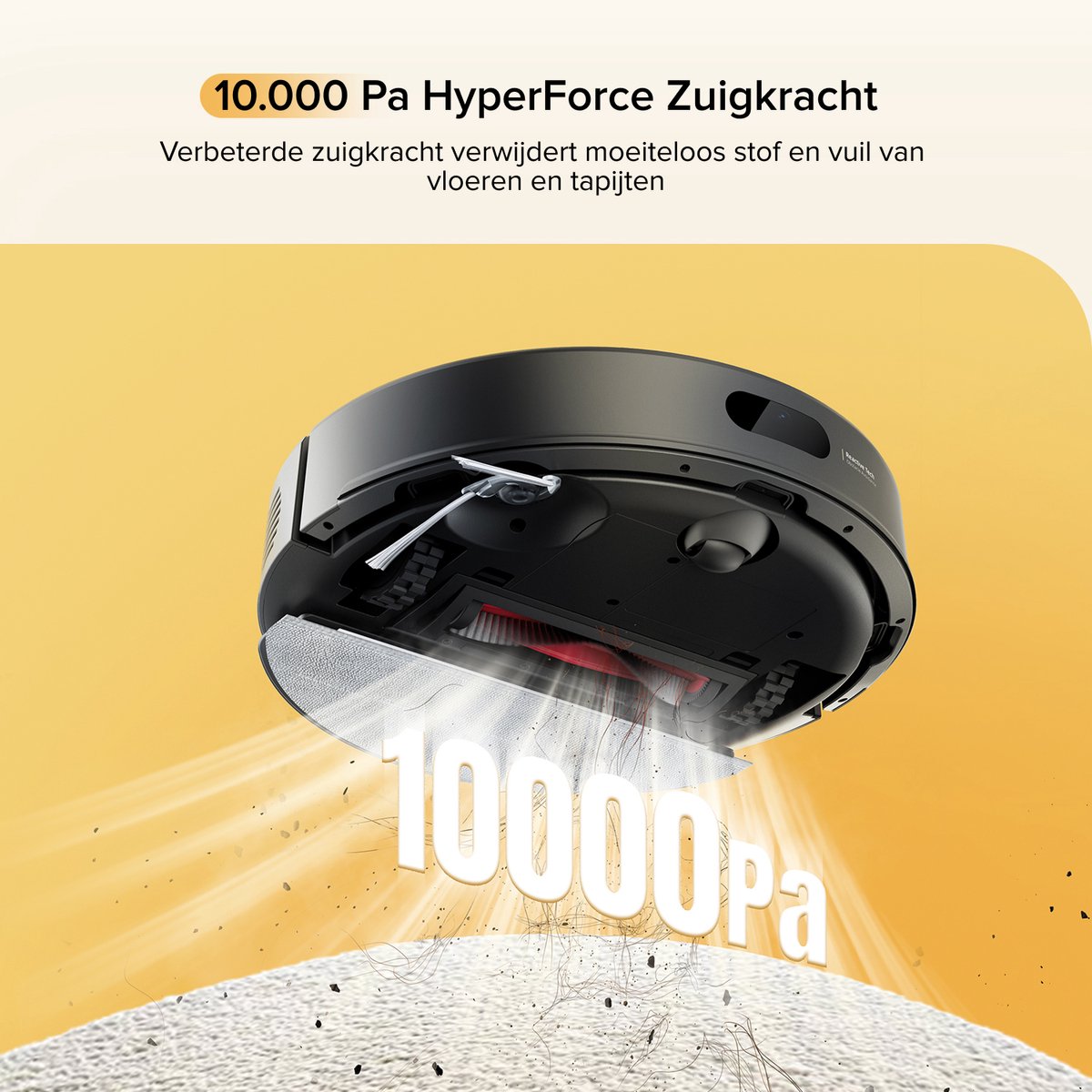 Roborock Q7 M5–Robotstofzuiger met dweilfunctie–10000 Pa sterke zuigkracht–Dubbel antiklitsysteem– 150 min gebruiksduur– LiDAR-navigatie–Stofzuigerrobot voor tapijt– Dierenharen–Zwart–Q5 PRO Upgrade — afbeelding 4