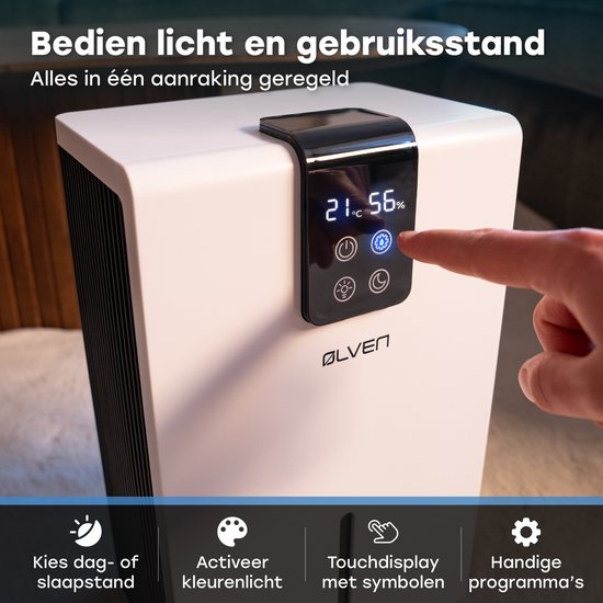 Ølven - Déshumidificateur - Déshumidifie jusqu'à 0,7L par jour - Déshumidificateur - Silencieux - Mode nuit - Wit