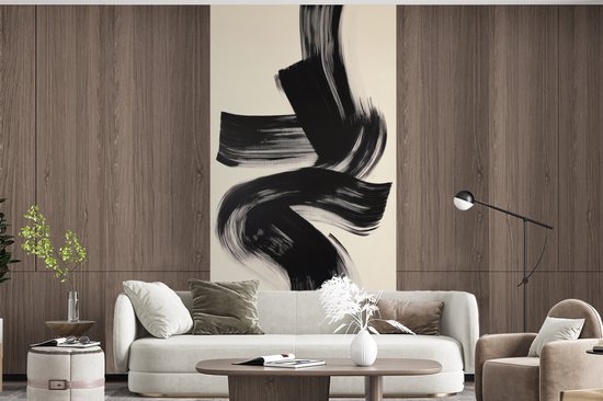 Behang - Fotobehang Strepen - Zwart - Abstract - Breedte 120 cm x hoogte 240 cm
