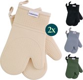 Castagnola Ovenwanten - Hittebestendige Ovenhandschoenen - Siliconen Ovenwanten - Hittebestendig tot 250°C - EN407 Gecertificeerd - Katoen - Beige