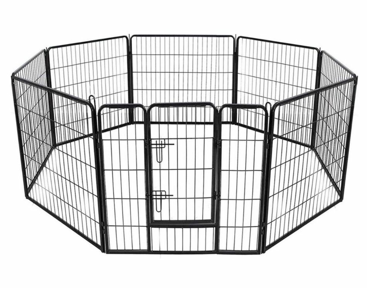 Professioneel Zwart Kippenren Kippenhok XXL - 640 cm Omtrek - 120 cm hoog - Heavy Duty Metalen Frame