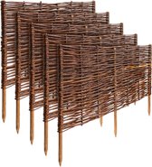 Creative Home rieten bedrand rieten schutting set van 5 | 60 x 40 cm (+/- 1 cm) | tuinafscheiding bedrand piket schutting | gazonafscheiding bedrand | decoratieve schutting tuin