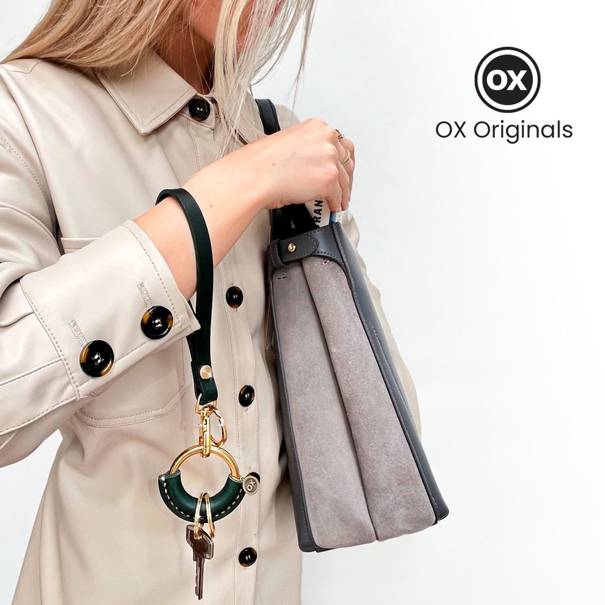 OX Originals - Polsband Collectie - Sleutelhanger - Salie groen - Goud