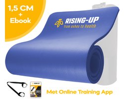 RP® Fitness Mat Yoga Mat Anti Slip Sport Mat 1,5 cm - Draagtas & Draagriem - Trainingsapp - Gym Workout Ebook & Poster - Donker Blauw