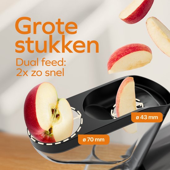 KitchenBrothers Slowjuicer XL - Juicer - Groenten en Fruitpers - 43 mm en 70 mm invoer - 500 ml - Grijs van KitchenBrothers — afbeelding 4