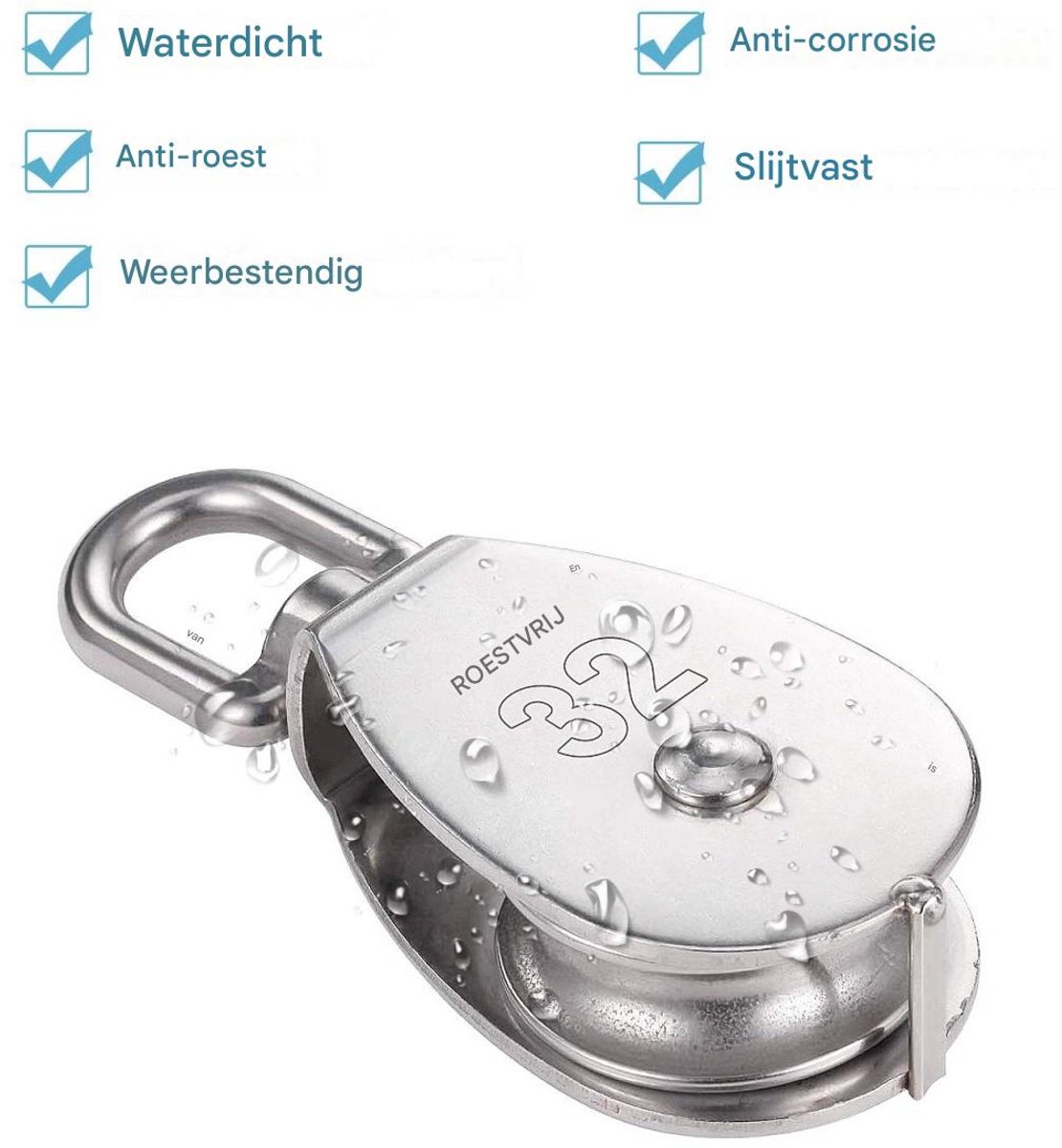 Lot De 6 Poulies De Levage Simples M32 En Acier Inoxydable 304 Très Résistant - 32 Mm