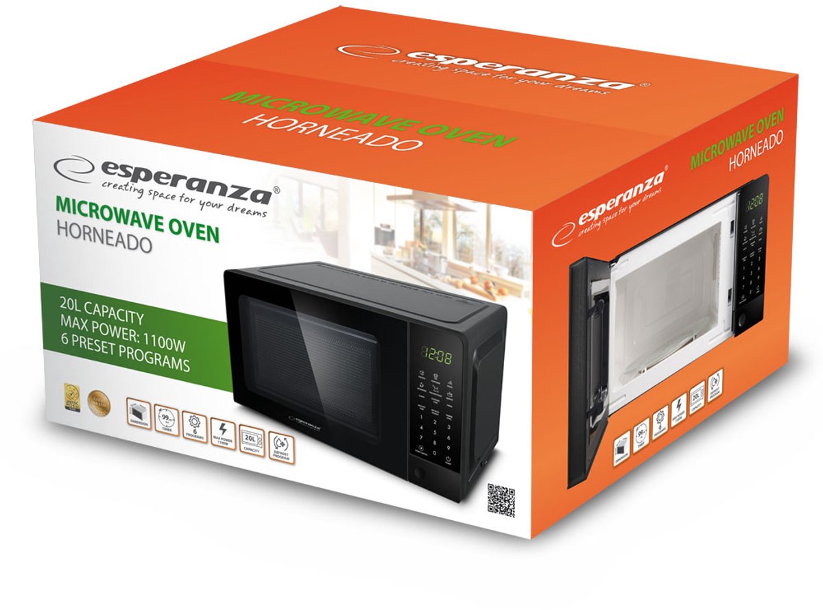Esperanza EKO009 magnetron Zwart Solo-magnetron Aanrecht 20 l 700 W — afbeelding 5