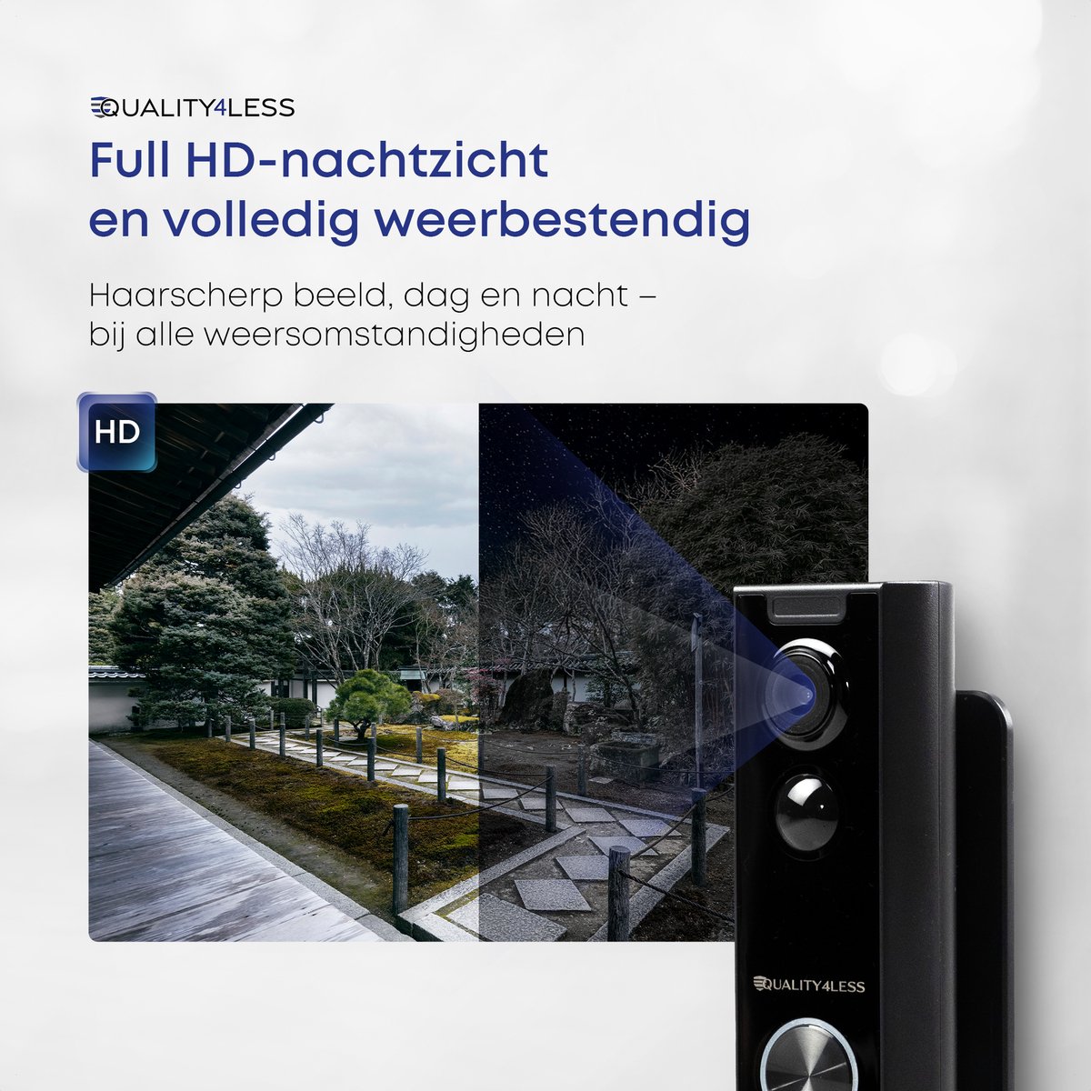 Afbeelding 2 van Quality4Less™ - Slimme Draadloze Video Deurbel met camera - Ultra HD - Wifi deurbel - Zonder abonnement - Incl. draadloze gong en 32GB SD-Kaart - Zwart