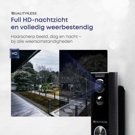 Quality4Less™ - Slimme Draadloze Video Deurbel met camera - Inclusief draadloze gong en 32GB SD-Kaart - 1080P Full HD - Wifi deurbel - Geen betaald abonnement nodig van Quality4Less™ — afbeelding 3