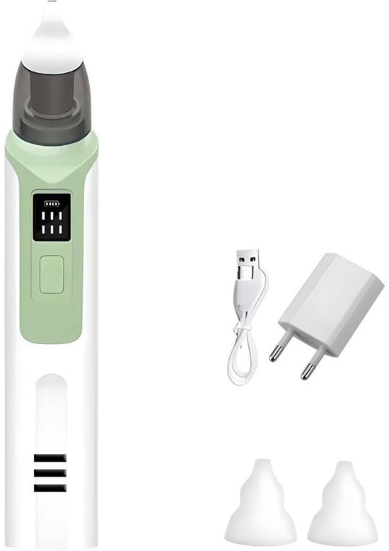 BlueTime - Neusreiniger Baby - Neusdouche Wasbaar - Inclusief USB adapter/oplader! - LED Display - Snoetenpoetser - Veilig - Snotzuiger