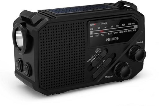 Wind-up Emergency Radio - Charge with Solar Panel and Alternator