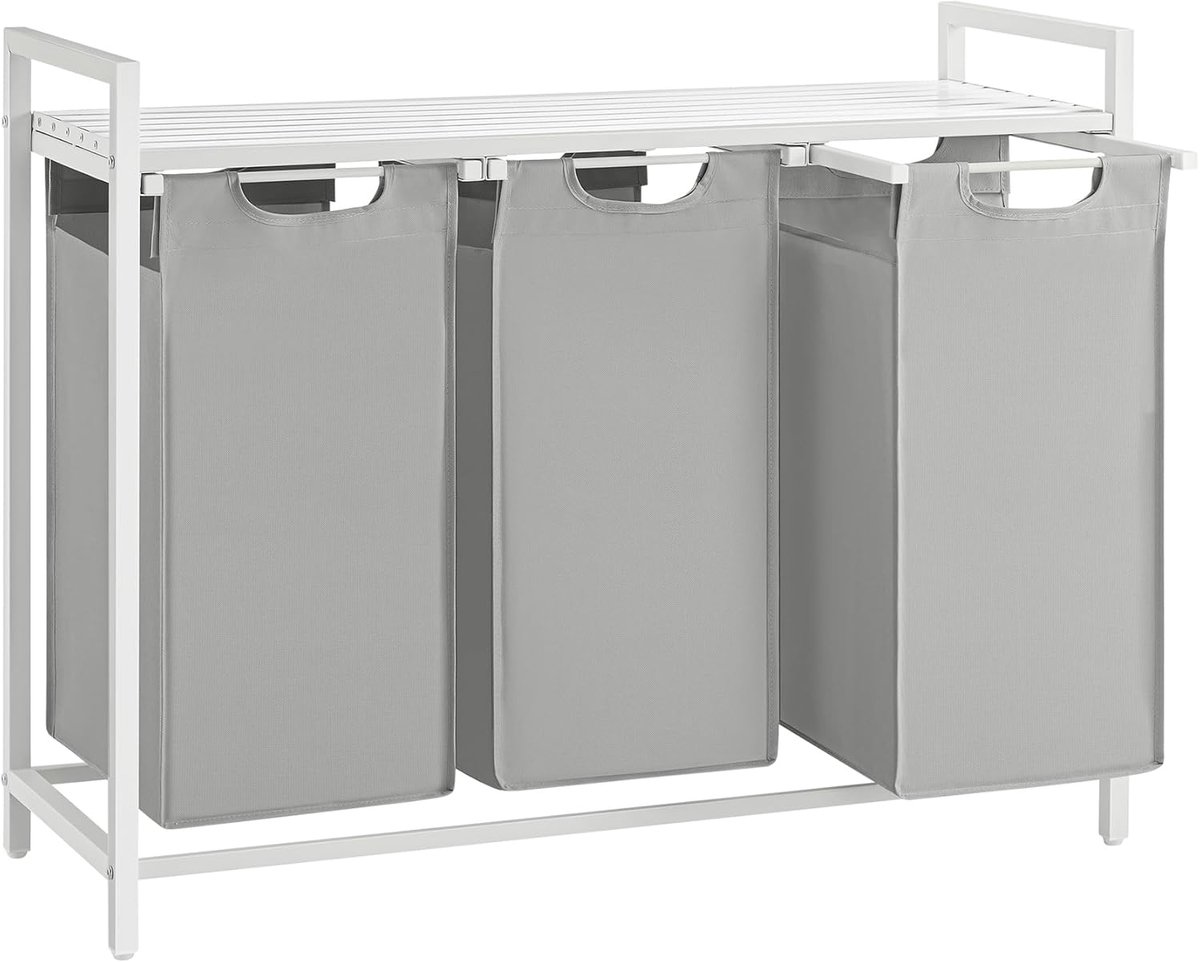 Wassorteerder 3 Vakken - Wasmand - 114 L - Grijs