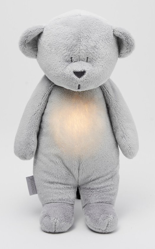 Moonie The Humming Bear Zilver Natur 2.0 - organic - hartslag knuffel - beer