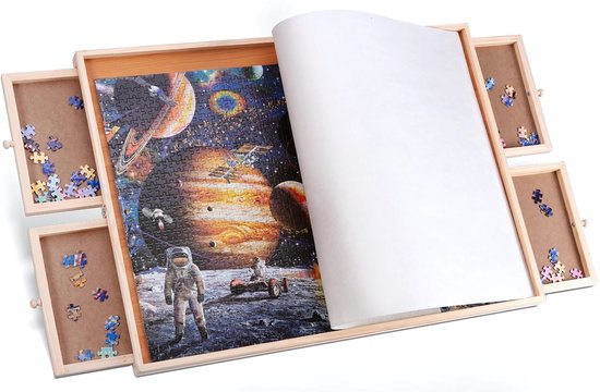 DreamGoods Draaibaar Puzzelbord met Opbergsysteem - 1000 stukjes - 4 lades - Houten - Puzzeltafel - Puzzelplank - Puzzelmap - Puzzelmat - Portapuzzle - Puzzelplaat - Puzzel - Puzzeltafel met Lades 1000 stukjes