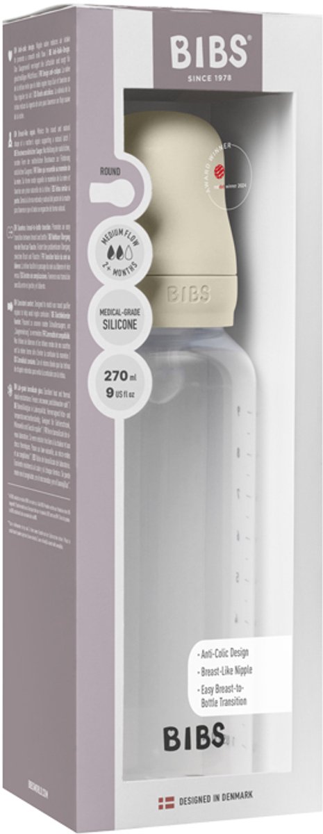 Bibs Fles - Medium Flow - 270 ml -Silicone - Ivory van BIBS — afbeelding 4