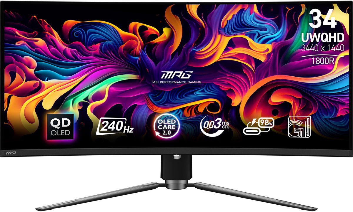 MSI MPG 341CQPX QD-OLED Ultrawide Gaming Monitor 34 inch - MSI Computer Europe - €749,00
