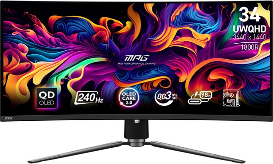 MSI MPG 341CQPX QD-OLED Ultrawide Gaming Monitor 34 inch - MSI Computer Europe - €729,00