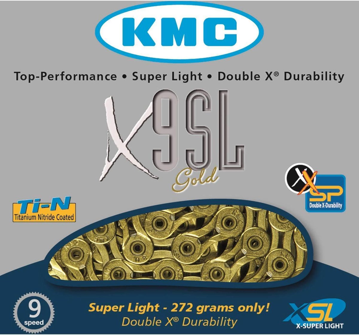 KMC X-9 SL fietsketting goud