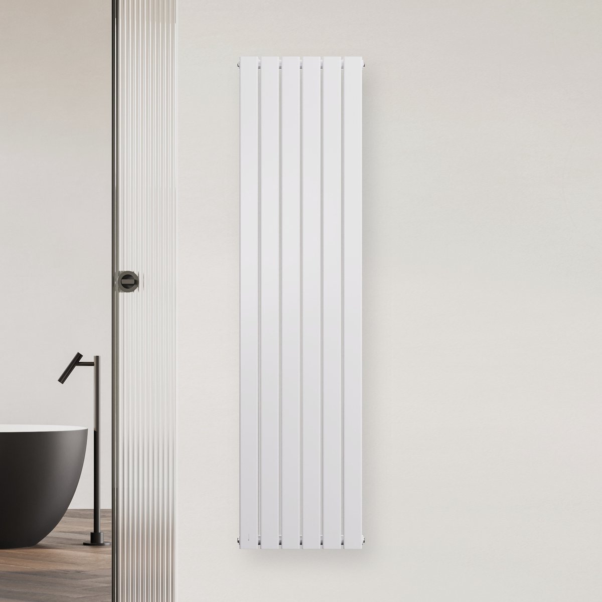 Blumfeldt Heizkörper Middenaansluiting - 1364 W Wandverwarming Met Centrale ½''-Aansluiting, Modern Ontwerp, Energiebesparend, Voor Warmwater- & Stadsverwarmingssystemen, 180x45 cm, Wit