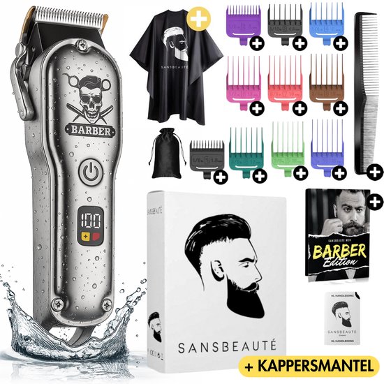 Professionele Draadloze Tondeuse + Kappersmantel - Tondeuse Mannen Hoofdhaar - Cheveux Haar - Haartrimmer - Kapper Haar Machine - Haartondeuse - Trimmer Baard - Trimapparaat - Barber Hair Clipper - Kapper Trimmer - Kappersset