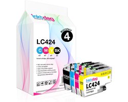 Inktdag lc424 brother inktpatronen, lc424 inktcartridges Compatible with Brother DCP-J1200W DCP-J1200WE Printer (Pack of 4, LC424BK LC424C LC424M LC42