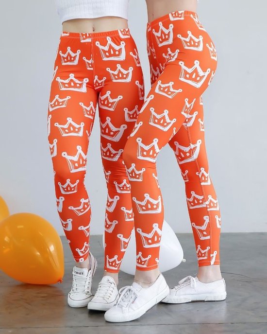 Oranje Legging Dames - Koningsdag kleding - High Waist - Positive Pants - XXL