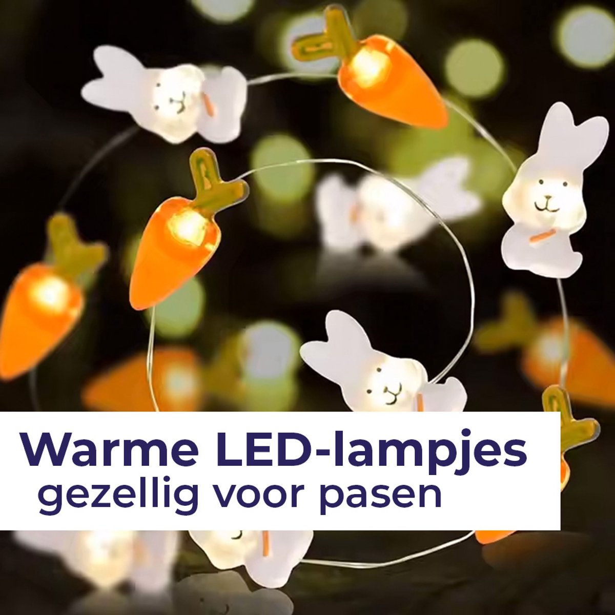 Treer Paaseieren lichtslinger, 10/20/40 led-nachtverlichting, batterij aangedreven tuin binnenlampen voor thuis, middelpunt voor bruiloft, diner, feest, bruiloft, paasdecoratie (1,5 m, veelkleurig