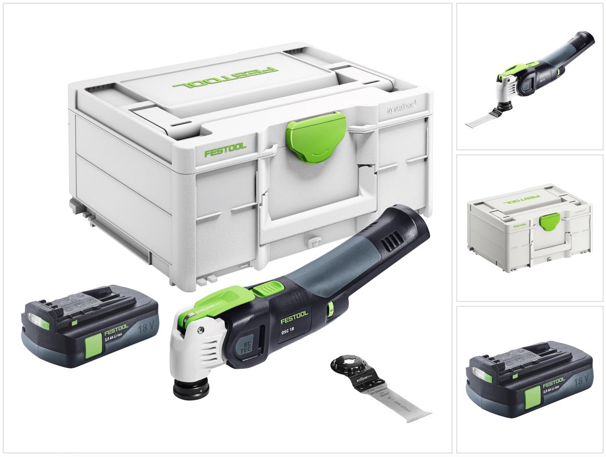 Festool VECTURO OSC 18 E-Basic accu-oscillator 18 V Starlock Max Brushless + 1x accu 3.0 Ah + systainer - zonder oplader
