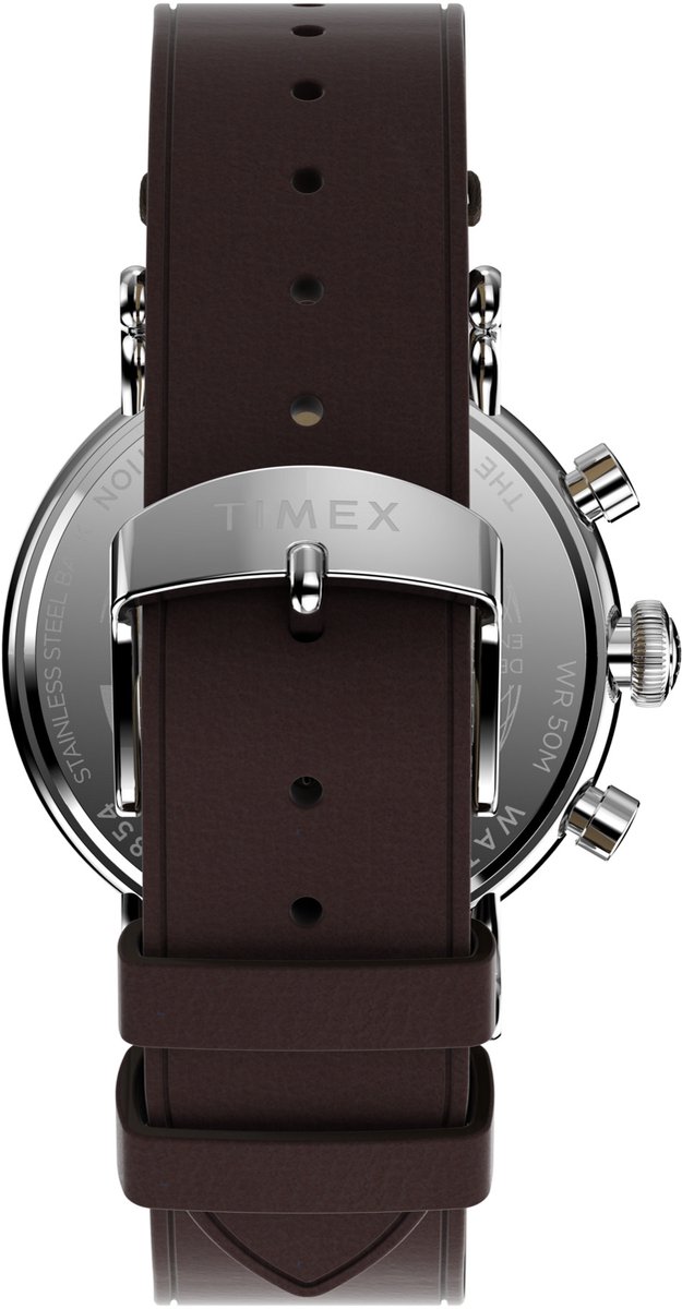 Timex Waterbury Standard Coin Edge TW2W20800 Horloge - Leer - Bruin - Ø 40 mm