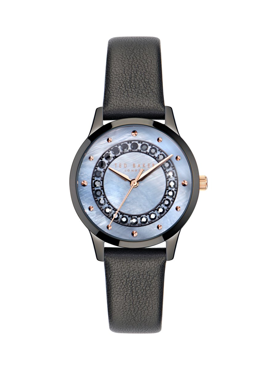 Ted Baker Fitzrovia Classic Chic Kwarts Analoog Horloge Zwart Case: 100% Roestvrij Staal | Armband: 100% Leer 34 mm BKPFZS410W0
