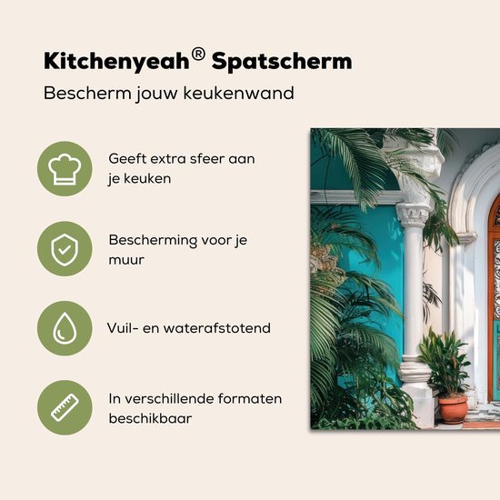 Crédence de Cuisinière en Aluminium 70x50 cm - Colonnes - Décoratives - Porte - Bleu - Écran Pare-éclaboussures pour Plaque de Cuisson - Protection Murale