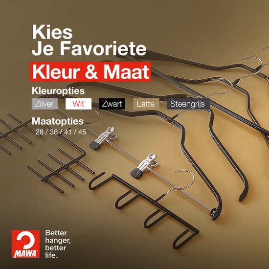 Cintres MAWA - Set de 10 - Pendentifs peu encombrants et antidérapants pour Chemises et Chemisiers - Crochet rotatif à 360° - Revêtement antidérapant de haute qualité - 41 cm, Zwart