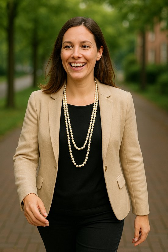 Behave - Collier de Perles de Glas - Nacre Beige Crème - 150 cm