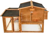Bol.com Lendo Online Kippenhok van geïmpregneerd vurenhout met nachthok en ren - 151x69x92cm - Bruin - kleine dieren - konijnenh... aanbieding