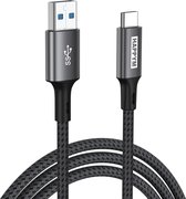 USB C naar USB 3.0 Kabel 3M - 5Gbps Dataoverdracht - 100W Opladen - Nylon Gevlochten voor Laptop, Smartphone en Tablet